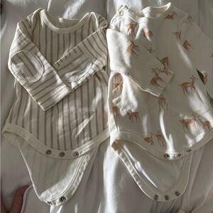 Charming Cream and Tan Kids Bodysuit Set -2 pack